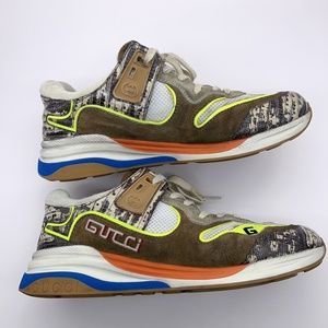 “SOLD”Gucci Men's Ultrapace Rock Tejus Printed Distressed Look Sneakers Size 9.5